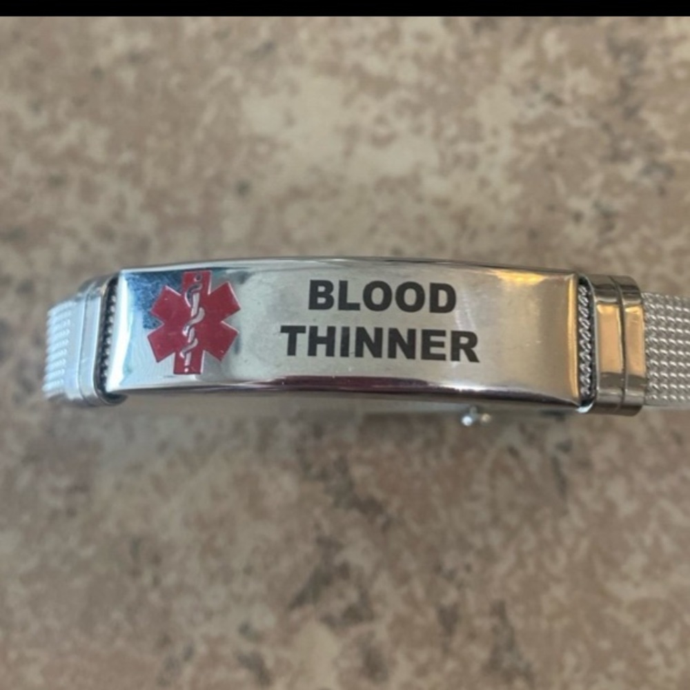 New! Stainless Steel Unisex Emergency Alert Blood Thinner Bracelet.